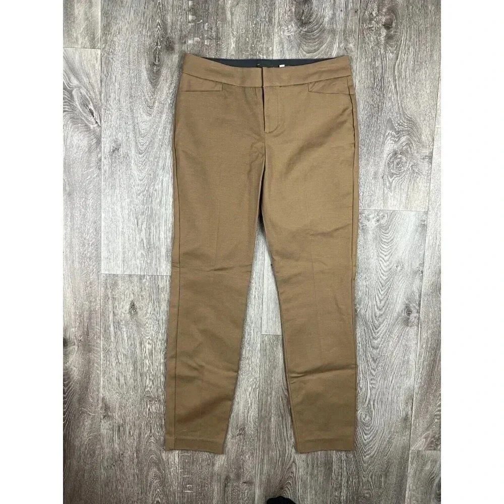 Crosby Madison Khaki Flat Front Ankle Pant Size 6 Career Office Work Business